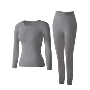 Womens Ultra-Thin Hyaluronic Acid Thermal Underwear Set/High Elasticity Warm Moisturizing Seamless Skin Care/Winter Autumn Indoor Daily Wear For Adults