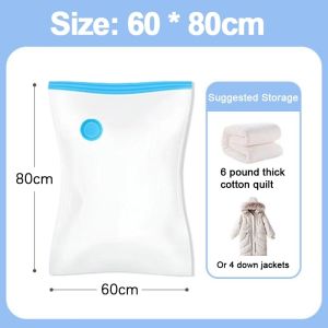 8Pcs Vacuum Seal Bag Storage Bag with Pump for Clothing Plastic Packaging Resealable Travel Set
