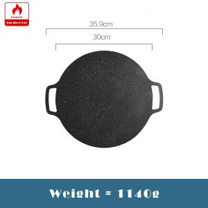 Korean Style grill PAN 30cm/34/41cm Gas Cast Iron BBQ Grill PLATE BBQ hot plate Maifan Stone Baking Pan Plate Non-Stick Frying Pan Outdoor Card Oven Iron Plate BBQ Smokeless Grill Pan Suitable All Stove
