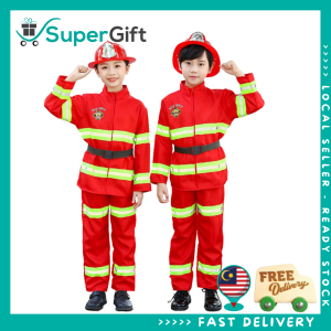 Kids Fireman Costume – Firefighter Career Role Play Uniform | Dress Up & Party Outfit