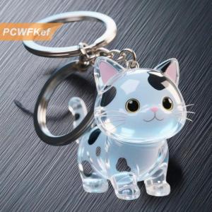 【PCWFKef】 พวงกุญแจกระเป๋าเก็บของแมวน่ารักแบบใสมีจี้ห้อยกระเป๋าขนสัตว์เลี้ยงของที่ระลึกแคปซูลของที่ระลึกของสะสมของขวัญอุปกรณ์ตกแต่งของขวัญ