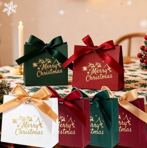Merry Christmas Gift Box Santa Claus Reindeer Paper Candy Boxes Holiday Packaging for Cookies/Trinkets/Ornaments