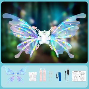 YUDESHUI with Light Music Fairy Angel Wing Cosplay Shiny Childrens Dress Up Wings Creative Electrical Moving Elf Wings Halloween Christmas Birthday Party Decor