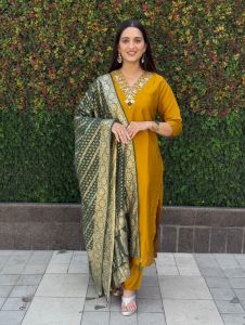 [PRE-ORDER] Size M to 2XL KURTI PANT OR DUPPAT FABRIC:- ROMAN SILK WITH HEAVY EMBROIDERED WORK 3pcs sets_367