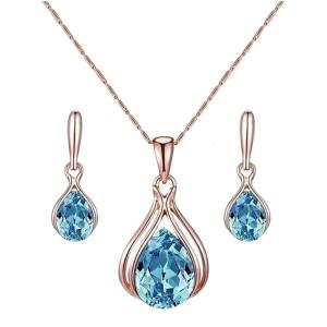Beautiful Blue/green Earrings and Necklace Set Water Drop for Daily Wear Elegant Imitation Accessories