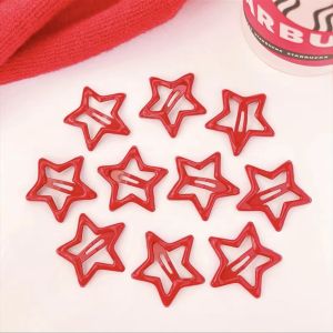 กิ๊บหนีบผมรูปดาวสีแดงน่ารักเด็กผู้หญิงบ๊อบบี้พินแฟชั่นกิ๊ฟติดผมทรงเพนทาแกรมคลิปหนีบผมทรงหยดน้ำอุปกรณ์ Y2K