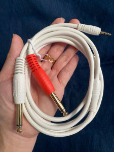Dây chuyển từ jack 3.5ly ra 2 đầu jack 6ly dài 1.8M Tốt (Trắng)