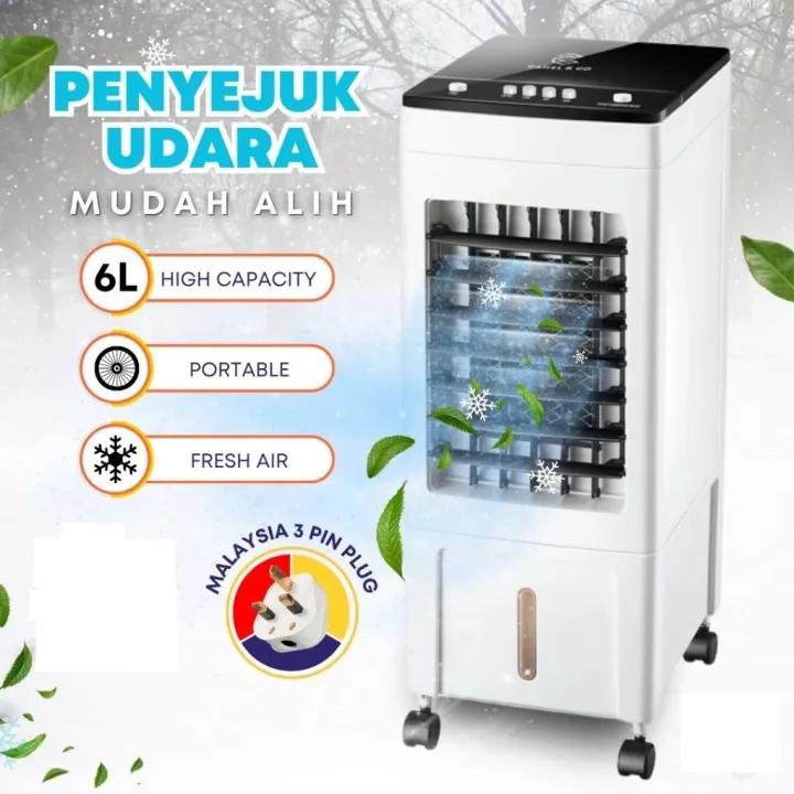STRONG Cold Air Cooler 6L Stand Fan 3 Speed Kipas Penyejuk Udara [Free 2 Ice Pack]