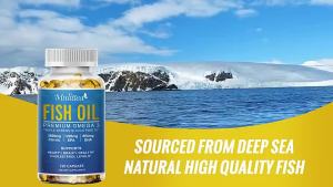 Mulittea Triple Strength Fish Oil 1000mg - 3 (EPA + DHA) - Heart in Eye & Cholesterol Support - Premium High-Concentration - 120 Softgels