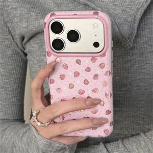 INS Korean Colorful Strawberry Phone Case For Iphone 17 17Pro 17ProMax 16 13 14 15 16 Pro Max 15Pro 14ProMax Fruit Cover Fundas