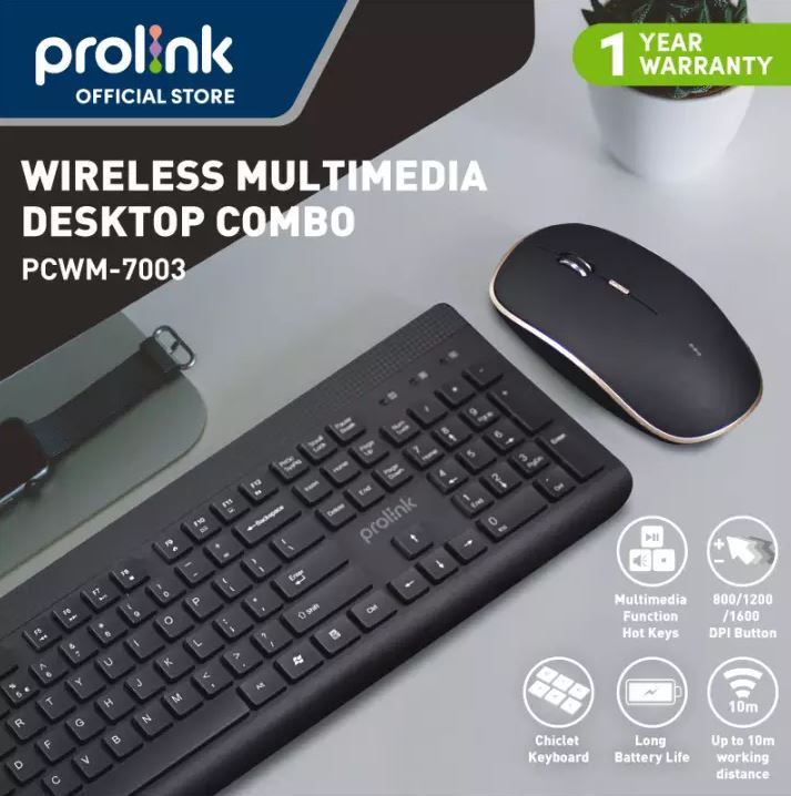 Prolink Wireless Multimedia Desktop Combo Keyboard & Mouse Effortless
