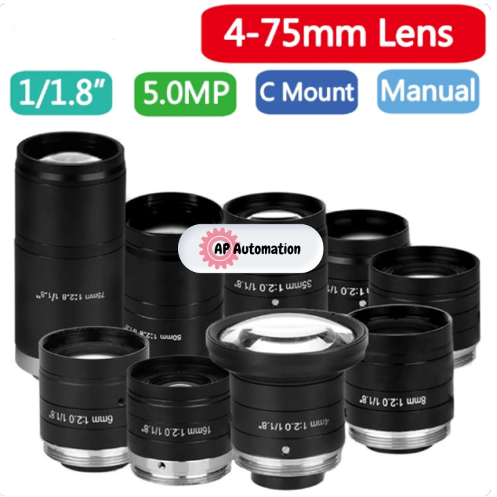 Machine Vision Lens 5MP Focal F2.0 1/1.8Inch C Mount เลนส์ | Lazada.co.th