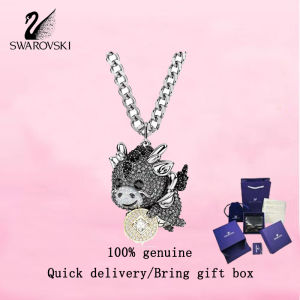💎 Swarovski 💎 Womens fashion necklace S925 Sterling Silver Dragon Grey Crystal Gemstone 5681059 Chinese Zodiac Pendant Valentines Day gift Birthday gift