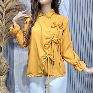 DX FASHION - ALMA BLOUSE KEMEJA LENGAN PANJANG KANCING PITA BLOUSE POLOS -PN