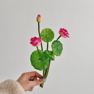 NOBLELUX Lotus Leaves Artificial Lotus Flowers Floral Pink Artificial Faux Plants Decorative Fake Water Lily Flower Wedding Decoration