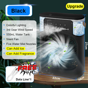 Portable Air Cooler Fan 3 in 1 Mini Fan Humidifier with 7 Colors LED Light Air Conditioner Cooler Water Cooling