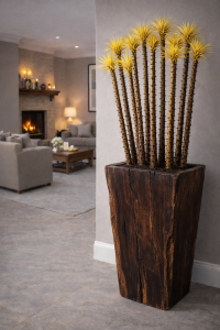 Rustic Reclaimed Wood Tall Planter Pot | Handmade Solid Wood Indoor Floor Planter | Antique Farmhouse Plant Holder rustic modern planter luxury indoor plant planter farmhouse decor plant pot organic modern wood planter natural wood home decor planter rust