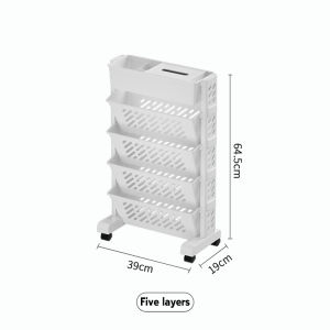 2-6 Layer Multi-layer Books Organizer Rack Movable Under the Table Bookshelf with Wheels Floor Storage Trolley