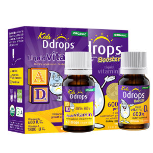 Ddrops Kids Booster Liquid Vitamin D3 600 IU & Vitamin A MCT Oil Natural Formula - Bone & Immune Health Support