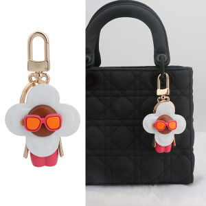 YAFEN Sweet Cool Flower Doll Keychain Creative Snowboarding Pendant Keyring Fashion Bag Charm Key Hanging Decoration Gifts