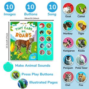 Childrens sensory development (visual and auditory) English parent-child interaction Montessori benefit books animal storybooks that make animal sounds