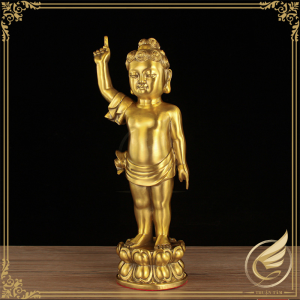 Tượng Đồng Phật Giáo Đức Phật Đản Sanh Tọa Đài Sen Bằng Đồng Thau Tượng Phật Giáo Thờ Tự Trang Trí - Đồ Đồng Thuận Tâm