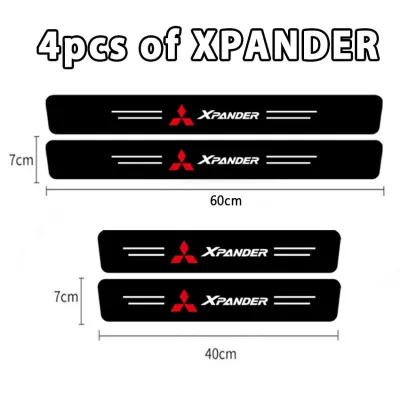 4PCS Car Door Sill Strip Anti Scratch Side Door Step Carbon Fiber Protector Sticker for Mitsubishi XPANDER Car Door Sill Side Anti Scratch Protector Sticker Threshold Carbon Fibre Leather Sticker for Mitsubishi Xpander RalliArt Accessories