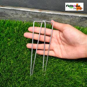 หมุด เหล็กปักหญ้าเทียม เหล็กปักคลุมพลาสติก เหล็กกัลวาไนซ์ เหล็กเสียบผ้าคุมดิน เหล็กหนา 3 ม. (แพ็คละ 10 ตัว ถึง 50 ตัว)