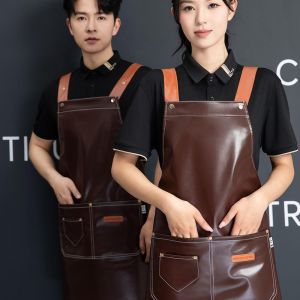 PU Multi-Color Oil-Resistant Apron Kitchen Leather Apron Protective Waterproof Apron