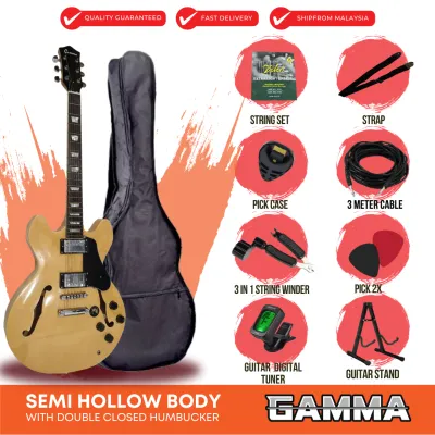 Gamma Semi Hollow Body Electric Guitar with Double Closed Humbucker (SGT)