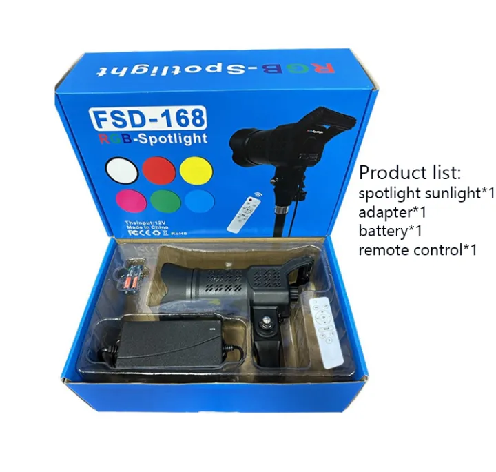 FSD-168 24W RGB Spotlight Lights Color Studio Lens Zoom Continuous Photography COB Lighting