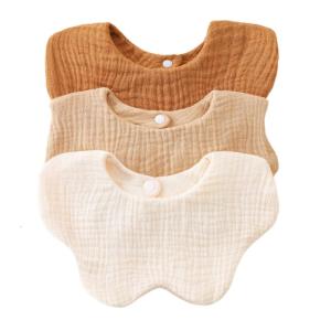3Pcs/set Soft & Breatahble Cotton Muslin Baby Bib Solid Burping Cloth for Newborns Toddler Drooling and Teething