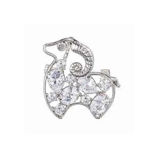 PENTU Inlaid Rhinestone Golden Sheep Brooch Exquisite Metal Curved Horns Animal Lapel Pin Cute Lamb Accessory Colorful Crystals Lucky Ram Breastpin Spring Festival