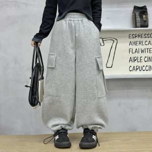 TUmama กางเกงคาร์โก้สำหรับเด็กใส่ได้ทั้งชายและหญิงแฟชั่นสำหรับฤดูหนาว2025ฤดูใบไม้ร่วงสไตล์เกาหลี