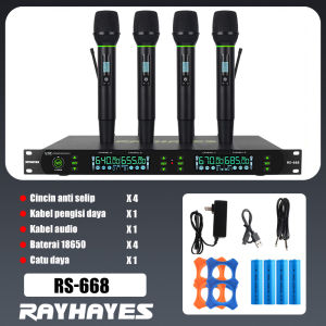 RAYHAYES Mikrofon Nirkabel Set 8 Microphonr Genggam/Kerah/Mikrofon Leher Angsa untuk Mic Karaoke UHF