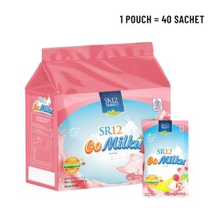 SR12 GoMilku 1Pouch 40 Sachet 1000gr Susu Kambing Etawa Bubuk Stroberi Asam Urat Nyeri Sendi VSR028