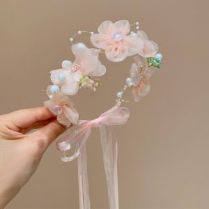 K7SEQ Sweet Artificial Flower Crown Party Headwear Children Hair Accessories Floral Hair Hoop High Quality Wedding Headband Girls Gift