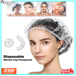 PENUTUP RAMBUT KEPALA PLASTIK PLASTICK PLASTIC MANDI PELINDUNG CAT RAMBUT HAIR CAP SHOWER NURSE CAP TRANSPARAN MURAH