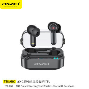 Awei T58 TWS Wireless Earphone Bluetooth 6.0 High Quality Earbuds Transparent Warehouse Retro Design With Microphone Call Noise Headset music Earphone
