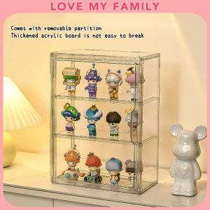 Popmart display case magnetic dustproof  acrylic blind box storage organizer stackable transparent box for action figures collection