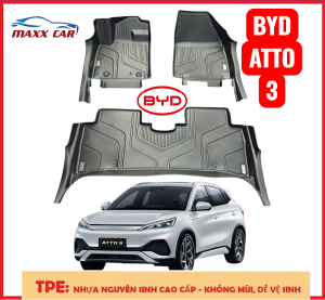 ATTO 3: Thảm lót sàn MAXXCAR nhựa TPE NGUYÊN SINH đúc 5D xe BYD ATTO 3 2024 2025+ tràn viền.
