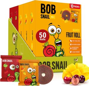 Bob Snail Fruit Roll Ups – 50 Fruit Rolls (Mango & Sour Cherry) Vegan No Added Sugar No Nuts Glueten Free 500g