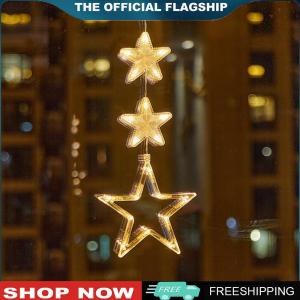 [LEAZEN]Christmas Curtain Light Battery Operated 3 Pack LED Sucker Lamp with Suction Cup for Christmas Home Shop Party Gifts