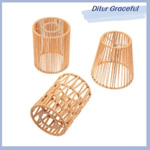 Ditur 1 Piece Vintage Hanging Lampshade Handmade Woven Lamp Shade For Living Room Bedroom Hotel Simulated Rattan Light Fixture