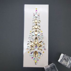 TEWUB Fashion EDM Music Festival Tattoo Stickers Glitter 3D Crystal Forehead Sticker Rhinestone Decoration Hair Jewels Body Face Colored Rhinestone Women Men