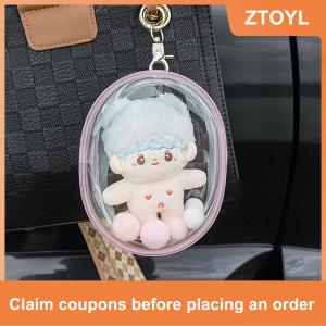 【ZTOYL】 10cm búp bê sang trọng ra túi PVC Bông trong suốt búp bê hiển thị trong suốt Pouch rõ ràng lưu trữ trường hợp cho phim hoạt hình phim hoạt hình búp bê