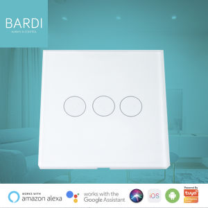 BARDI Smart WiFi Touch Wallswitch - EU 3 Gang White Putih / Black Hitam