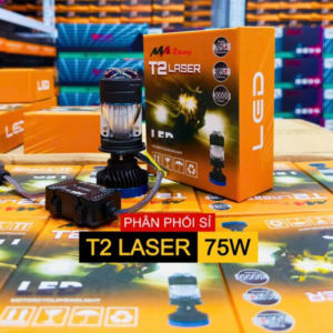 Đèn Pha Bi Led T2 Laser MA Racing bản mới 2024 80W có trợ pha laser tâm vàng