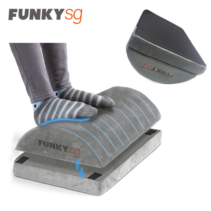 Adjustable Memory Foam Footrest Suede Grey for Ergonomic Work and