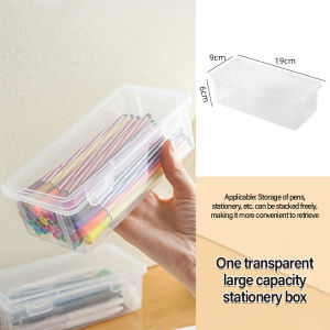 Large Capacity Stationery Storage Case Transparent Pencil Case Marker Sketch Pen Organizer Multifunctional Pen Holder Stationery Box for Student School Office 文具盒
